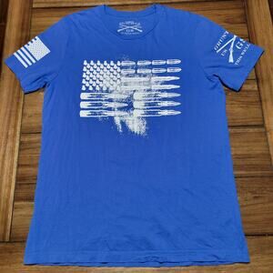 Grunt Style Blue Unisex Tee American Flag Ammo - Size Large